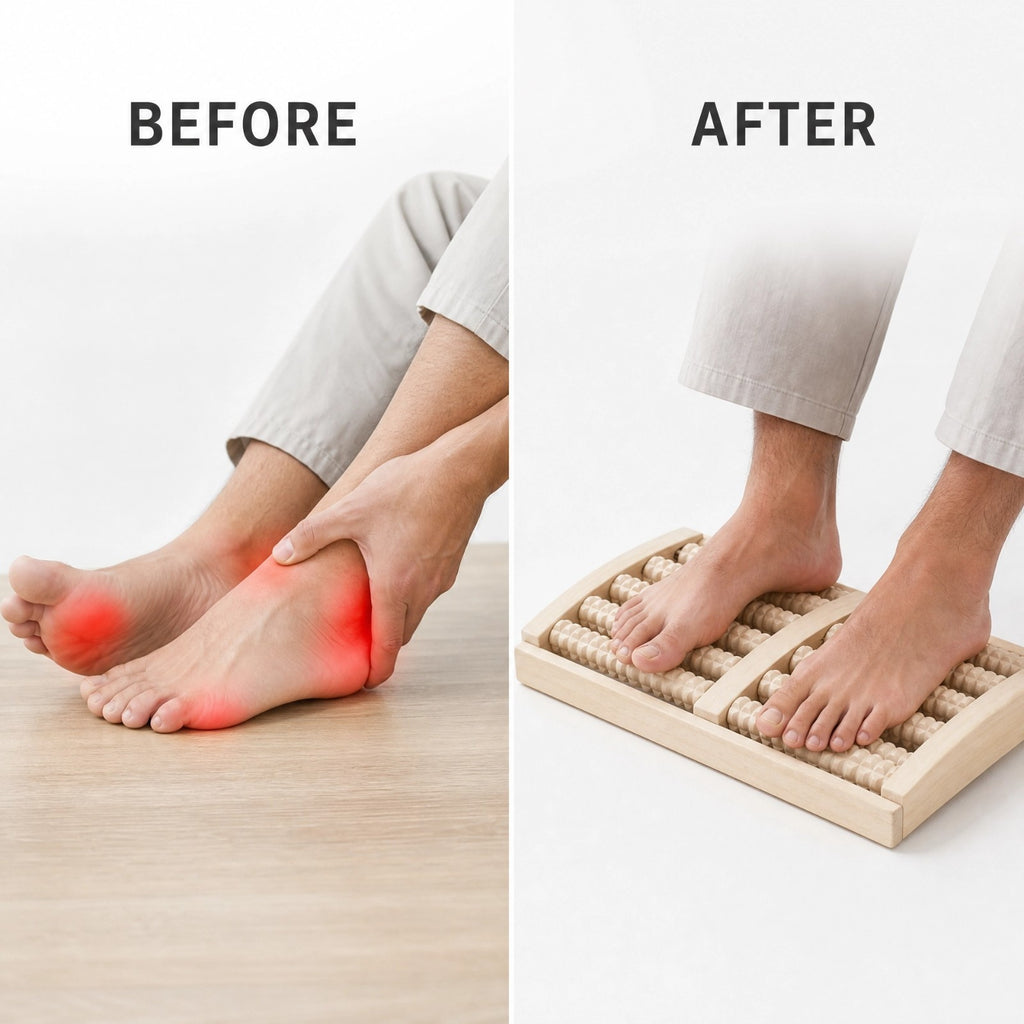 WOODEN FOOT MASSAGER | STRESS & PAIN RELIEF FOOT MASSAGER | RELIEVE TIRED FEET ANYWHERE
